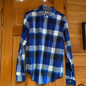 Lacoste button down shirt Blue Plaid - size Large
